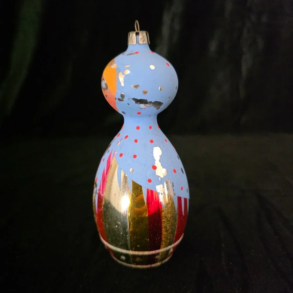 VTG De Carlini ?? Polish ?? Matryoshka Doll Hand Blown Glass Christmas Ornament